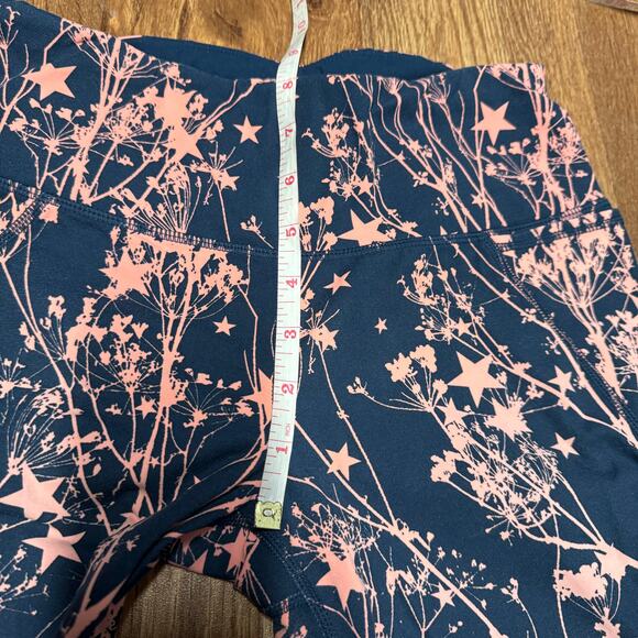 Sweaty Betty The Power Legging Yoga Pants XS Green Pink Star Floral Side Pocket - Picture 10 of 11